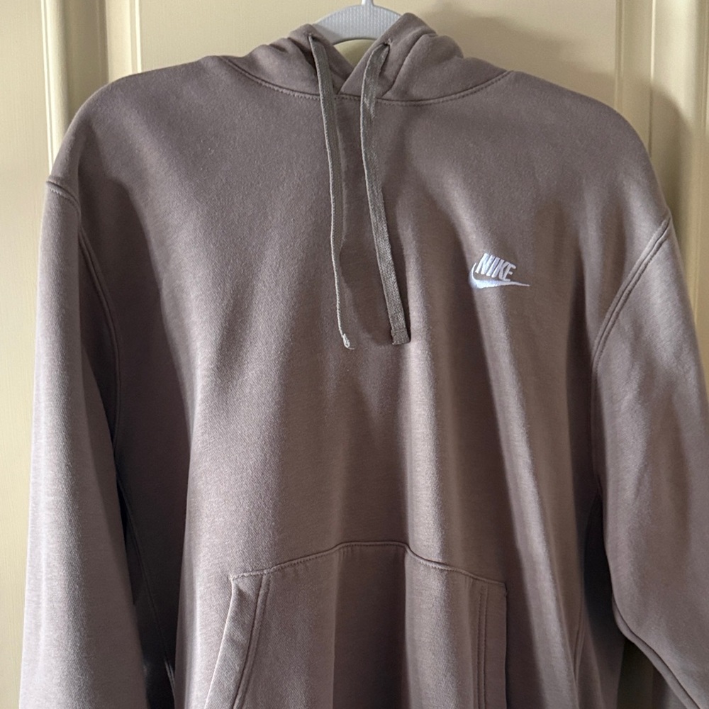 Nike Taupe Hoodie with White Logo